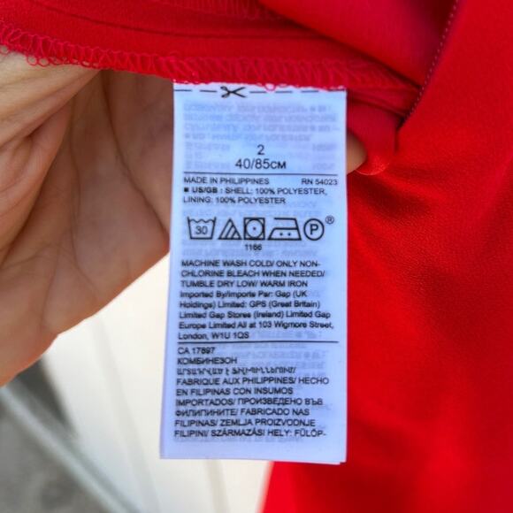 Banana Republic Red Jumpsuit, High Neck, Dressy Jumpsuit, Sleeveless, Size 2 - Picture 5 of 6